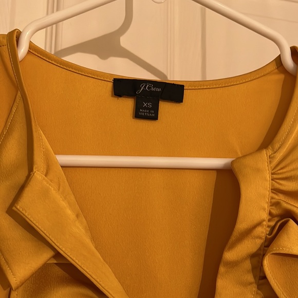 J. Crew Goldenrod V-Neck Ruffle Long Sleeve Blouse - Picture 2 of 3